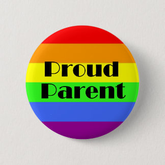 Proud parent on rainbow background button