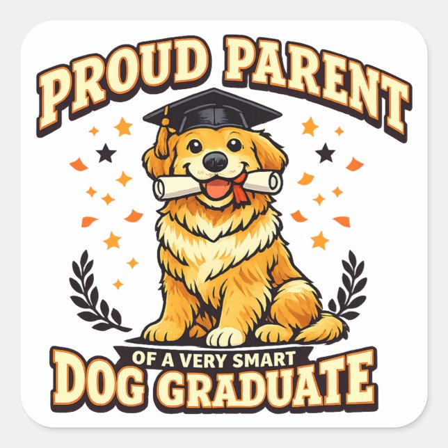 Proud Parent Smart Dog Graduate Funny Sticker (Front)