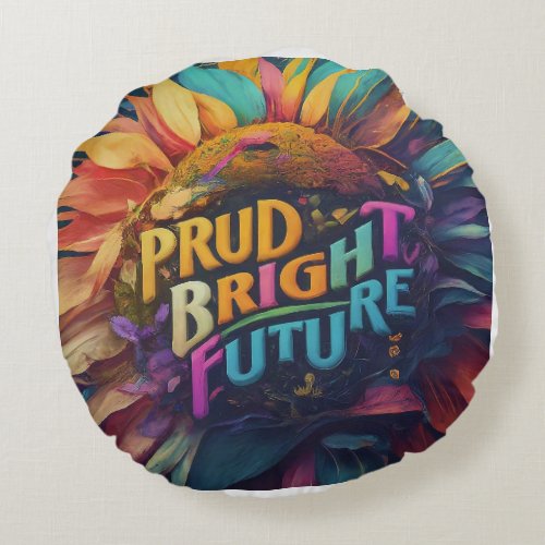 Proud Past Bright Future Round Pillow