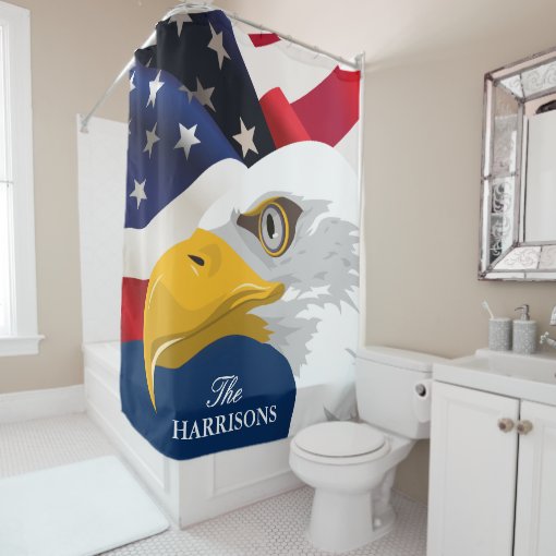 Proud Patriotic American Flag With Bald Eagle Shower Curtain Zazzle