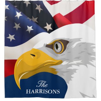 Proud Patriotic American Flag With Bald Eagle Shower Curtain by ShowerCurtain101 at Zazzle