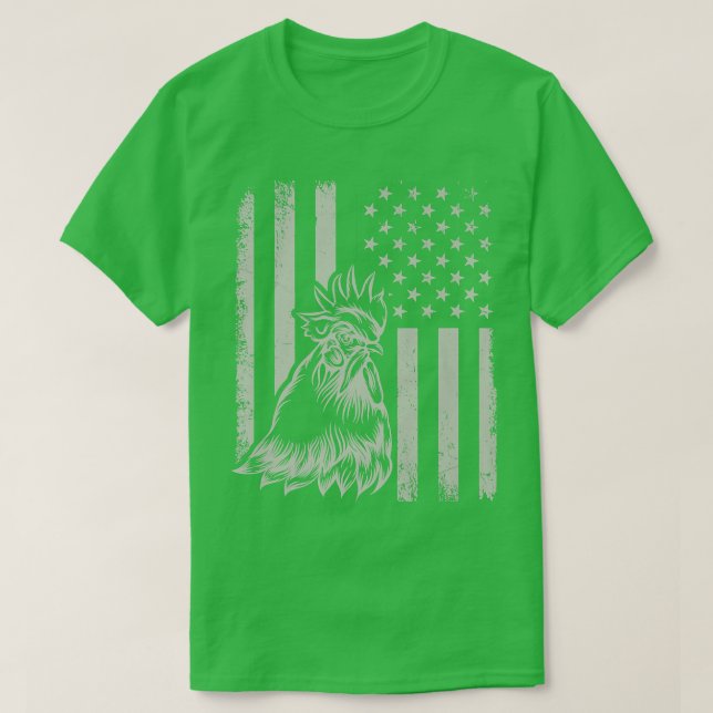 Proud Patriotic Chicken Rooster Farmer Lover Ameri T-Shirt (Design Front)
