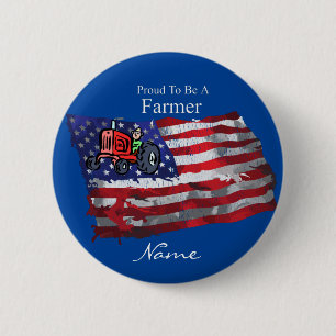 Proud Patriotic Farmer Flag Thunder_Cove Button