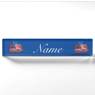 Proud Patriotic Farmer Flag Thunder_Cove Desk Name Plate