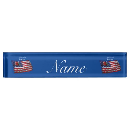 Proud Patriotic Farmer Flag Thunder_Cove Desk Name Plate
