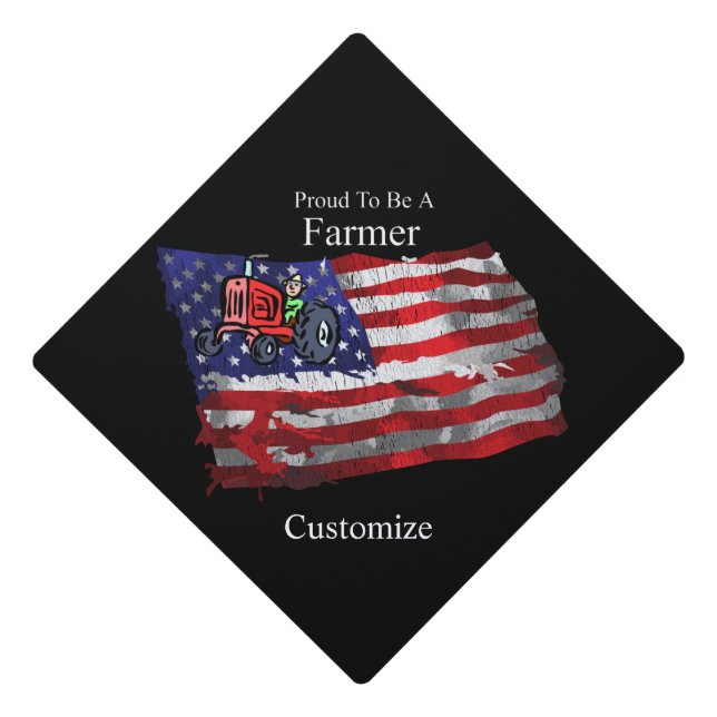 Proud Patriotic Farmer Flag Thunder_Cove Graduation Cap Topper (Front)