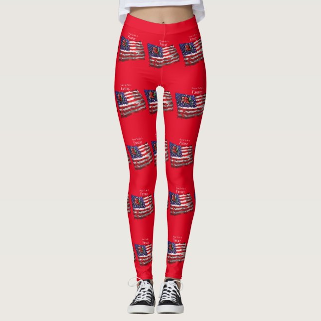 Proud Patriotic Farmer Flag Thunder_Cove Leggings (Front)