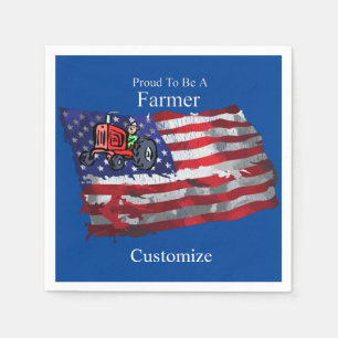 Proud Patriotic Farmer Flag Thunder_Cove Napkins