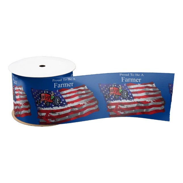Proud Patriotic Farmer Flag Thunder_Cove Satin Ribbon (Spool)
