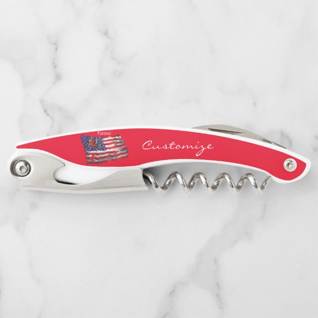 Proud Patriotic Farmer Flag Thunder_Cove Waiter's Corkscrew (Front)
