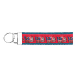 Proud Patriotic Farmer Flag Thunder_Cove Wrist Keychain