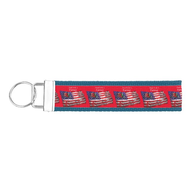 Proud Patriotic Farmer Flag Thunder_Cove Wrist Keychain (Keys on Left)