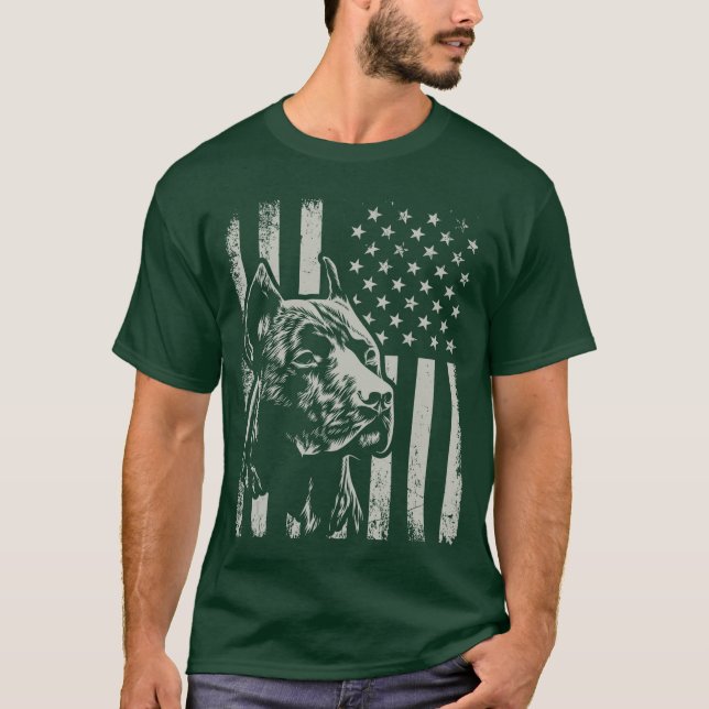 Proud Patriotic Pit Bull Owner Lover American Flag T-Shirt (Front)