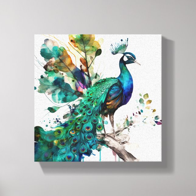 Proud Peacock Canvas Print (Front)