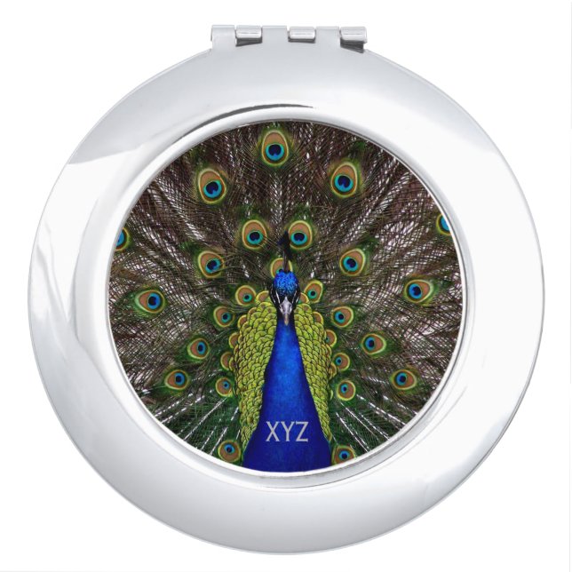 Proud Peacock custom monogram pocket mirror (Front)