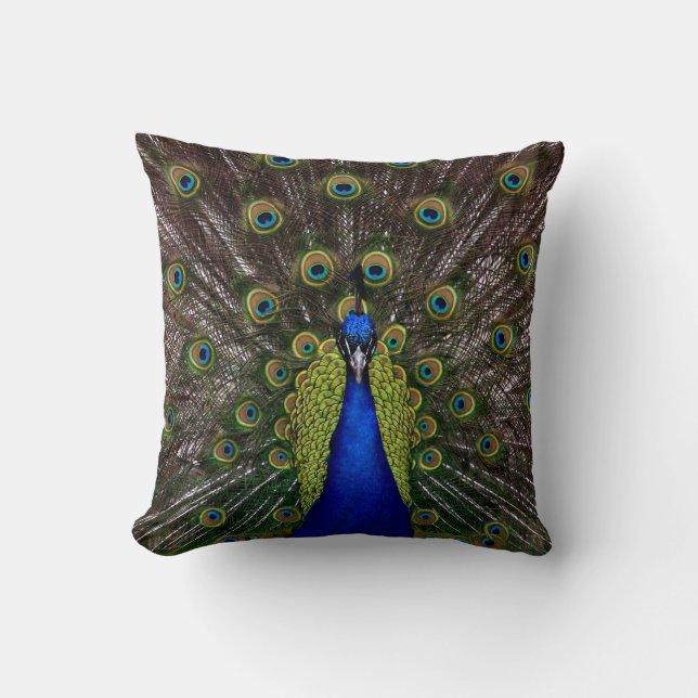 Proud Peacock throw pillow (Front)