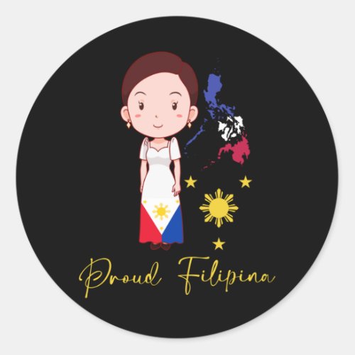 Proud Philippines Woman Filipina Pide Pinay Girl Classic Round Sticker