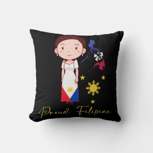 Proud Philippines Woman Filipina Pide Pinay Girl Throw Pillow