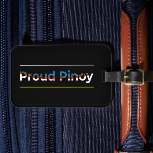 Proud Pinoy _ Filipino Flag Word Art Lettering Luggage Tag