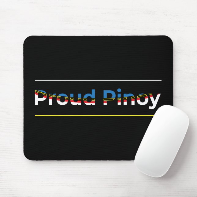 Proud Pinoy - Filipino Flag Word Art Lettering Mouse Pad (With Mouse)