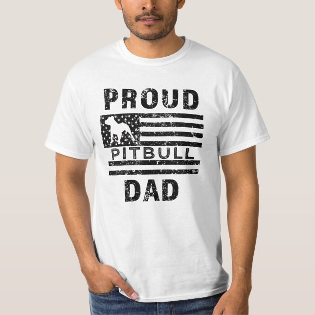 Proud Pitbull Dad Shirt Mens Funny Pit Bull Tshirt (Front)