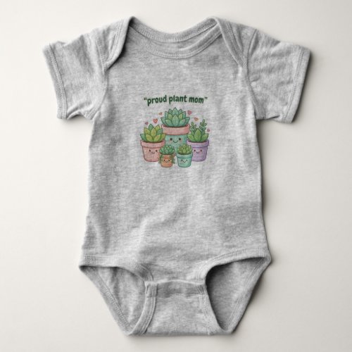 Proud Plant Mom Funny Chibi Succulents Kids Room M Baby Bodysuit