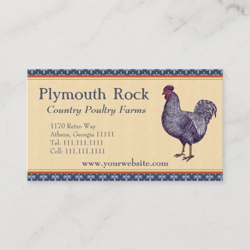 Proud Plymouth Rock Rooster Poultry Farm Business Card