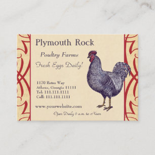 Proud Plymouth Rock Rooster Poultry Farm Business Card