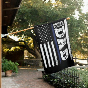 Proud Police Dad House Flag