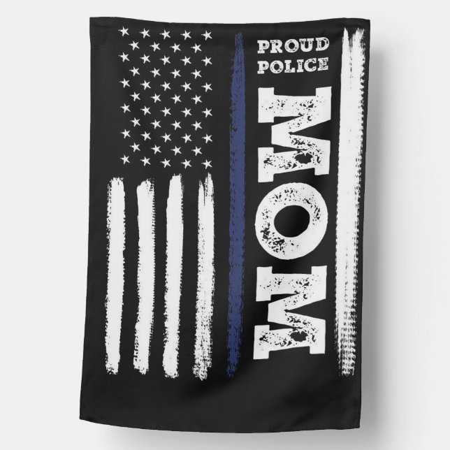 Proud Police Mom House Flag (Front)