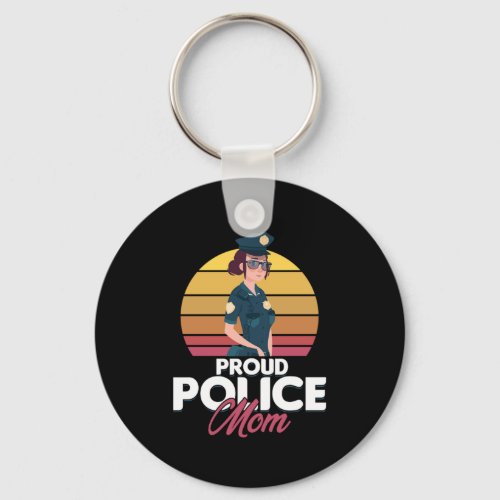 Proud Police Mom Son Daughter Wife Police Officer  Keychain