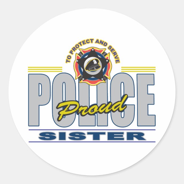 Proud Police Sister Classic Round Sticker (Front)