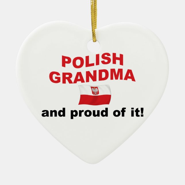 Proud Polish Grandma Ceramic Ornament (Front)
