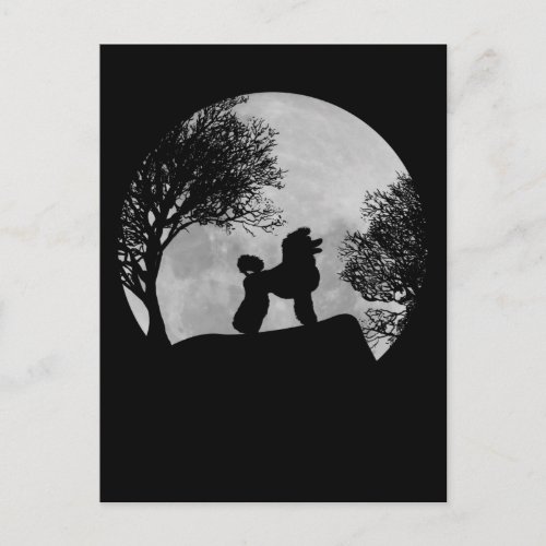 Proud Poodle Full Moon Silhouette Dog Postcard