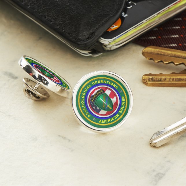 Proud Psychological Operations Soldier Lapel Pin (In Situ)
