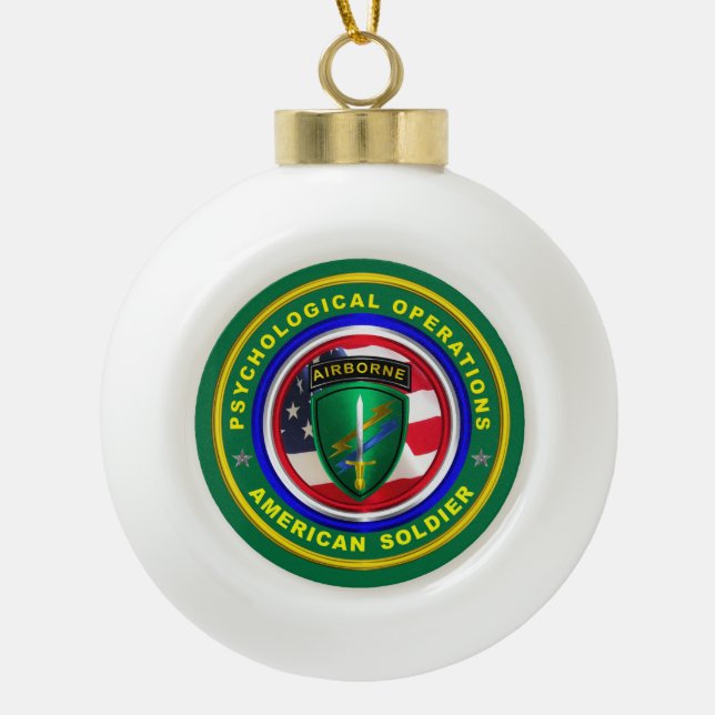 Proud Psychological Operations Veteran Ceramic Ball Christmas Ornament (Front)