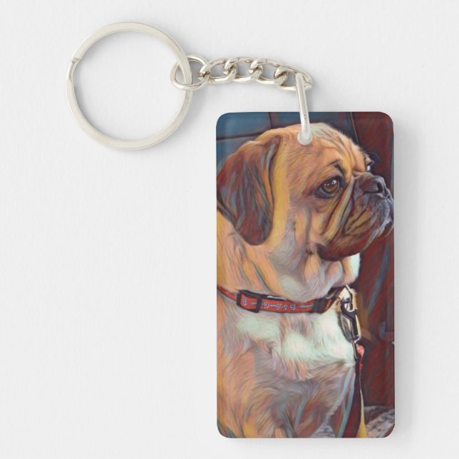 Proud Puggle Grandparent Keychain (Front)