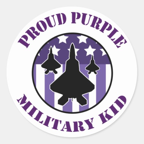 Proud Purple Up For Military Airforce Version Classic Round Sticker
