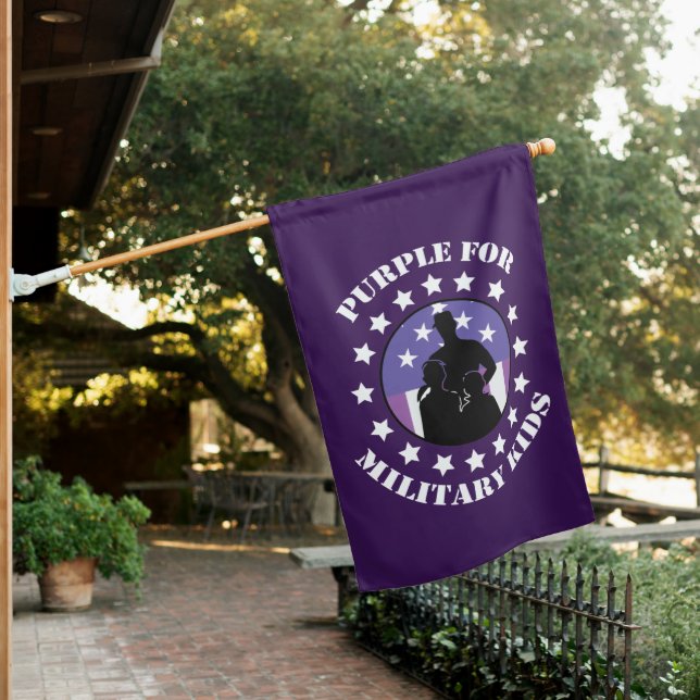 Proud Purple Up For Military House Flag (In SItu)