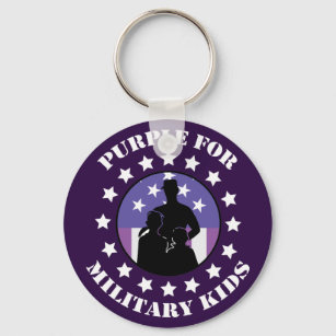 Proud Purple Up For Military Kids Patriotic Keychain