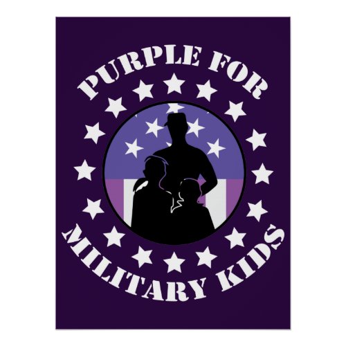 Proud Purple Up For Military Kids Patriotic Poster