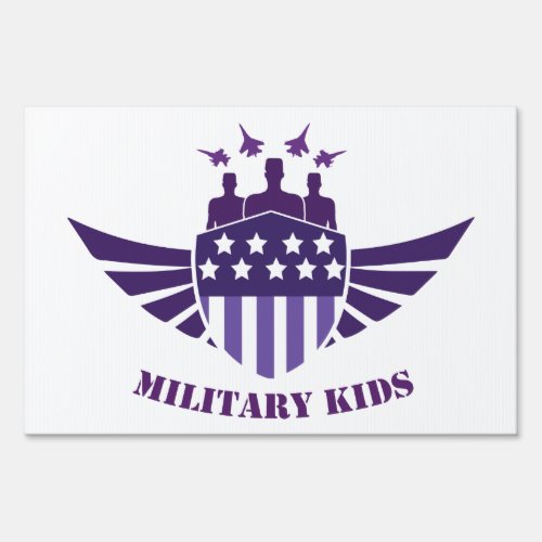 Proud Purple Up For Military Kids Shield Sign