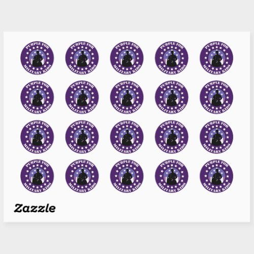 Proud Purple Up For Military purple background Classic Round Sticker