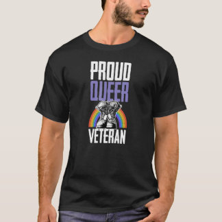 Proud Queer Veteran Gay Pride Rainbow Queer Soldie T-Shirt