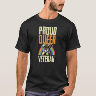 Proud Queer Veteran Gay Pride Rainbow Queer Soldie T-Shirt