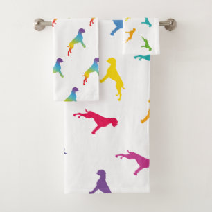 proud rainbow boxer dogs bath towel set