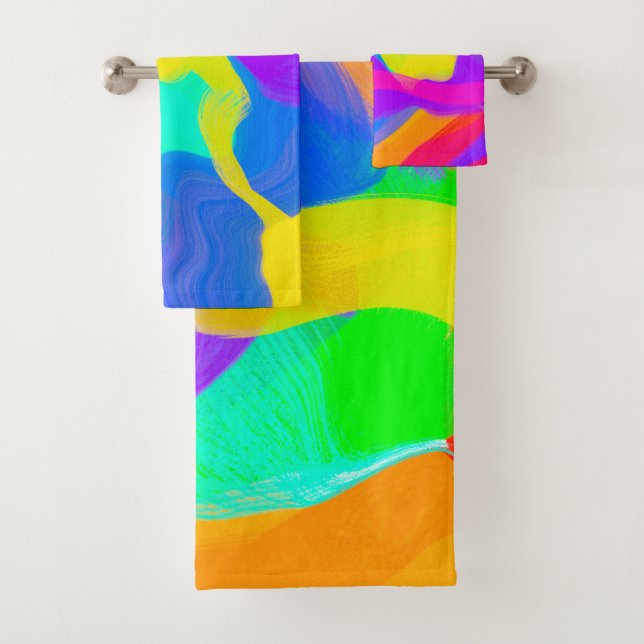 proud rainbow clouds pattern  bath towel set (Insitu)