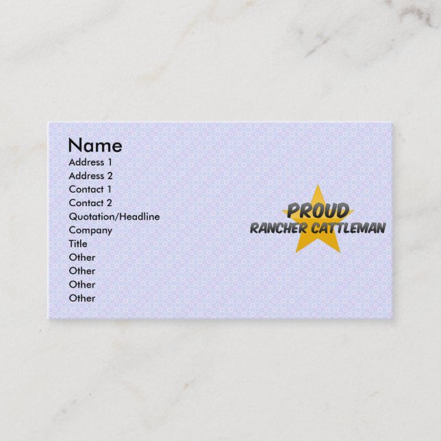 Proud Rancher Cattleman Business Card (Front)