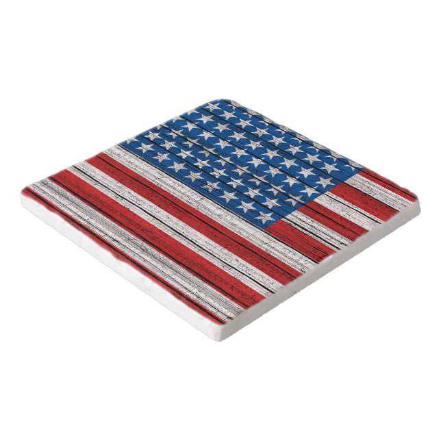 Proud Red White Blue Stars Stripes Flag Trivet (Corner)