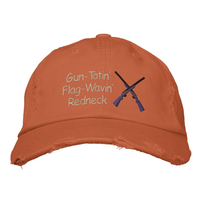 Proud Redneck Gun and Flag Embroidered Baseball Hat (Front)